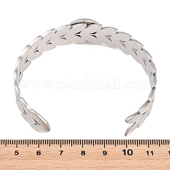 304 Stainless Steel Leaf Cuff Bangle Making&nbsp;STAS-F366-12A-P