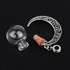 Round with Moon Glass Wishing Bottle European Dangle Charms&nbsp;PALLOY-JF00167-01