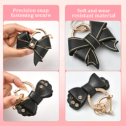 2Pcs 2 Styles PU Leather Bowknot Pendant Decoration&nbsp;HJEW-SP0001-23C