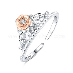 Rose 925 Sterling Silver Micro Pave Clear Cubic Zirconia Adjustable Cuff Rings&nbsp;FS-WG8F8FB-01