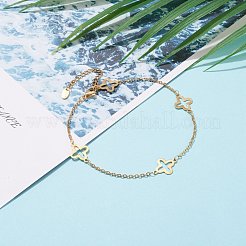 304 Stainless Steel Clover Link Anklets&nbsp;AJEW-AN00410