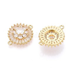 Brass Pave Clear Cubic Zirconia Connector Charms&nbsp;KK-N284-21G