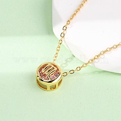 Brass Pave Cubic Zirconia Birth Stone Constellation Pendant Cable Chain Necklaces&nbsp;LS-NJEW-D334-01G-08