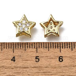 Star Brass Micro Pave Clear Cubic Zirconia Slide Charms&nbsp;ZIRC-I070-013G