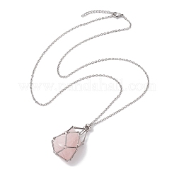 3 Pcs 201 Stainless Steel Crystal Stone Cage Pendant Necklaces&nbsp;NJEW-JN04749