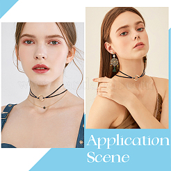 Alloy Ring Link Black Faux Suede Choker Necklaces&nbsp;NJEW-WH20002-11E