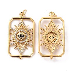 Brass Micro Pave Cubic Zirconia Pendants&nbsp;ZIRC-P092-034G-RS