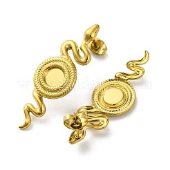 Ion Plating(IP) 304 Stainless Steel Snake Stud Earrings&nbsp;EJEW-K295-14G