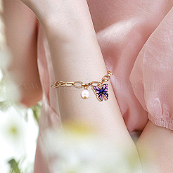4Pcs 2 Colors Alloy Butterfly Charm Bracelets&nbsp;BJEW-HY0001-12