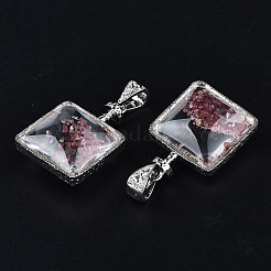 Transparent Glass Square Pendants&nbsp;GLAA-S199-006