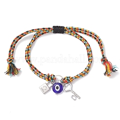 3Pcs 3 Colors Handmade Lampwork & Alloy Charm Bracelets&nbsp;BJEW-JB12749