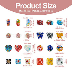 120Pcs 8 Style Handmade Millefiori Lampwork Beads Strands&nbsp;LAMP-KS0001-02