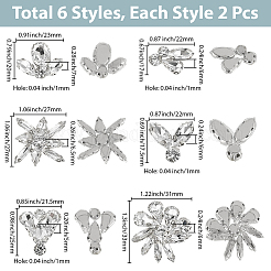 12Pcs 6 Styles Alloy Glass Cabochons&nbsp;DIY-GF0013-78
