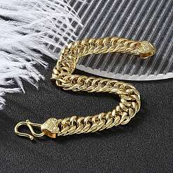 Brass Cuban Chain Bracelets for Women Men&nbsp;BJEW-R016-01G-01