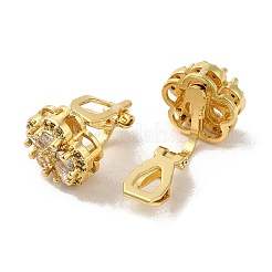 Rack Plating Real 18K Gold Plated Brass Sunflower Clip-on Earrings&nbsp;X-EJEW-B034-08G