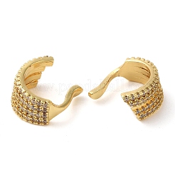 Leaf Shape Brass with Cubic Zirconia Cuff Earrings&nbsp;KK-Z033-30G