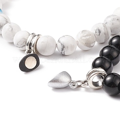 2Pcs 2 Style Magnetic Alloy Heart Charm Bracelets Set&nbsp;BJEW-TA00165