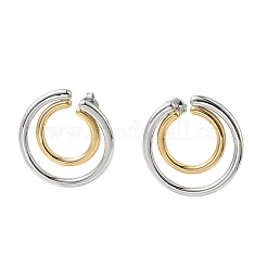 Two Tone 304 Stainless Steel Stud Earrings&nbsp;EJEW-G468-05GP