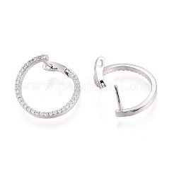 Brass Micro Pave Clear Cubic Zirconia Ring Hoop Earrings&nbsp;EJEW-T048-38P