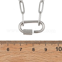 304 Stainless Steel Paperclip Chain Necklaces with Screw Carabiner Lock Charms&nbsp;NJEW-JN06389