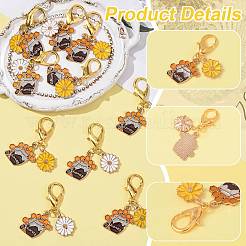 10Pcs 2 Styles Honey & Flower Alloy Enamel Pendant Decorations&nbsp;HJEW-FS00088