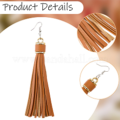 8Pcs 4 Colors PU Leather Tassel Dangle Earrings&nbsp;EJEW-CL0001-02A