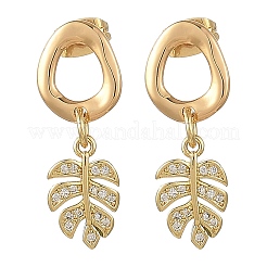 Brass Micro Pave Clear Cubic Zirconia Dangle Stud Earrings for Women&nbsp;EJEW-JE07500