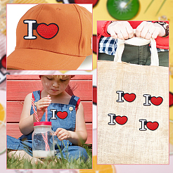 12Pcs Heart with Letter I Pattern Polyester Embroidery Iron on Applique Patch&nbsp;PATC-FG0001-63