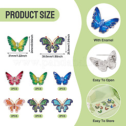12Pcs 6 Styles Butterfly Enamel Pins&nbsp;JEWB-TA0001-23