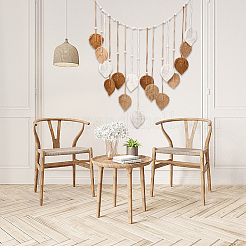 Bohemian Hand-woven Cotton Rope Leaf Tassel with Wood Beads Wall Hanging Ornaments&nbsp;FIND-WH20019-136B-03