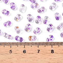 Spray Painted with Glitter Powder Glass Seed Beads&nbsp;SEED-T007-09B
