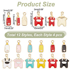 48Pcs 12 Style Alloy Enamel Pendants&nbsp;ENAM-AR0001-38