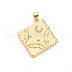 Brass Micro Pave Clear Cubic Zirconia Diffuser Locket Pendants for Teachers' Day&nbsp;X-ZIRC-T004-96G-NF
