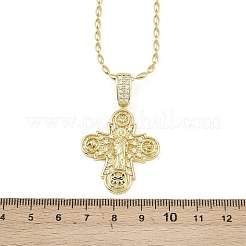 Brass Micro Pave Clear Cubic Zirconia Cross Pendant Necklaces for Women&nbsp;NJEW-K298-02A-G