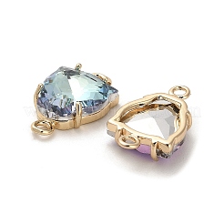 Brass Pave Glass Connector Charms&nbsp;GLAA-G111-10G