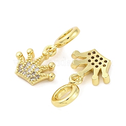 Brass Micro Pave Cubic Zirconia European Dangle Charms&nbsp;KK-D325-14G