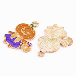 Light Gold Tone Alloy Enamel Pendants&nbsp;ENAM-T018-21