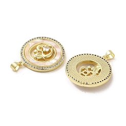 Rack Plating Brass Micro Pave Clear Cubic Zirconia Pendants&nbsp;KK-A206-02G