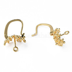 Brass Hoop Earring Findings with Latch Back Closure&nbsp;KK-N233-375