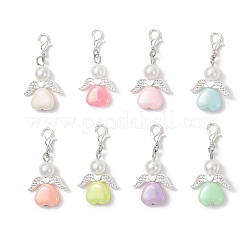 Heart Angel Acrylic & ABS Plastic Imitation Pearl Pendant Decoration&nbsp;HJEW-JM03825