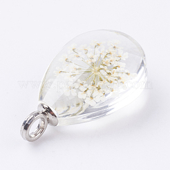 Glass Dried Flower Pendants&nbsp;GLAA-K018-E