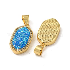 Brass Pendants Micro Pave Cubic Zirconia with Synthetic Opal&nbsp;KK-K356-10G