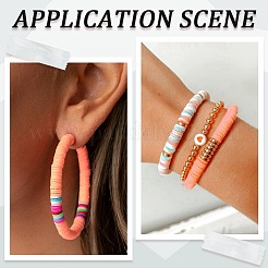3 Strands Flat Round Handmade Polymer Clay Beads&nbsp;CLAY-SC0001-69B