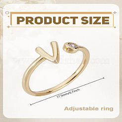 1Pc Brass Micro Pave Clear Cubic Zirconia Open Cuff Rings for Women&nbsp;RJEW-LP0002-37V