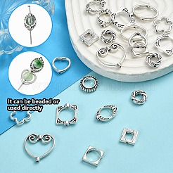 100Pcs 10 Styles Tibetan Style Alloy Bead Frames&nbsp;TIBEB-YW0001-27