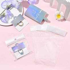 50Pcs Rectangle Foldable Paper Jewelry Display Cards for Rings&nbsp;CDIS-FS0001-31D