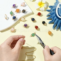 16Pcs 8 Style Natural Gemstone Connector Charms&nbsp;PALLOY-CJ00053