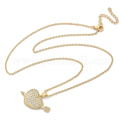 Brass Micro Pave Clear Cubic Zirconia Arrow Heart Pendant Necklaces for Women&nbsp;NJEW-M088-01G-03