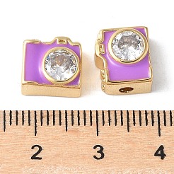 Brass Pave Clear Cubic Zirconia Beads&nbsp;KK-H449-86G-05