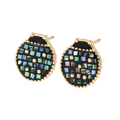 Brass Enamel Ladybird Stud Earrings&nbsp;EJEW-I322-11G